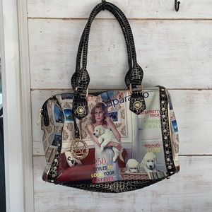 Magazine Print Tote with Golden Retriever Puppies